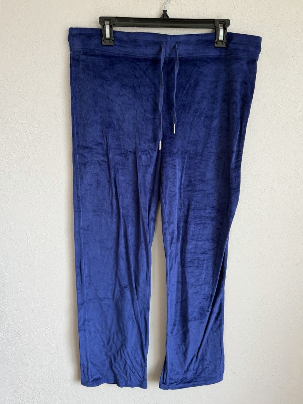 Juicy Couture Sleepwear OG Bling Indigo Velour Track Pant Womens L Y2K Bratz